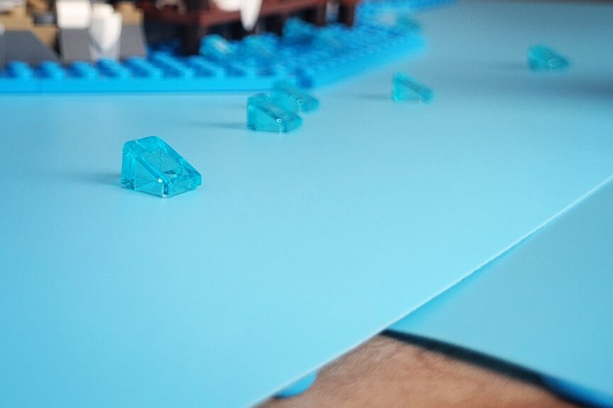 LEGO cheese slopes on blue background